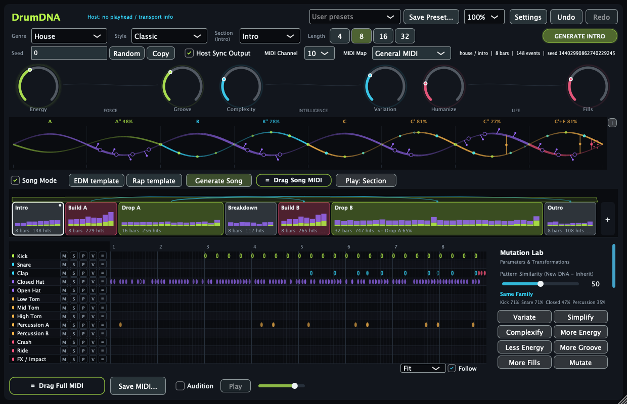 DrumDNA plugin interface