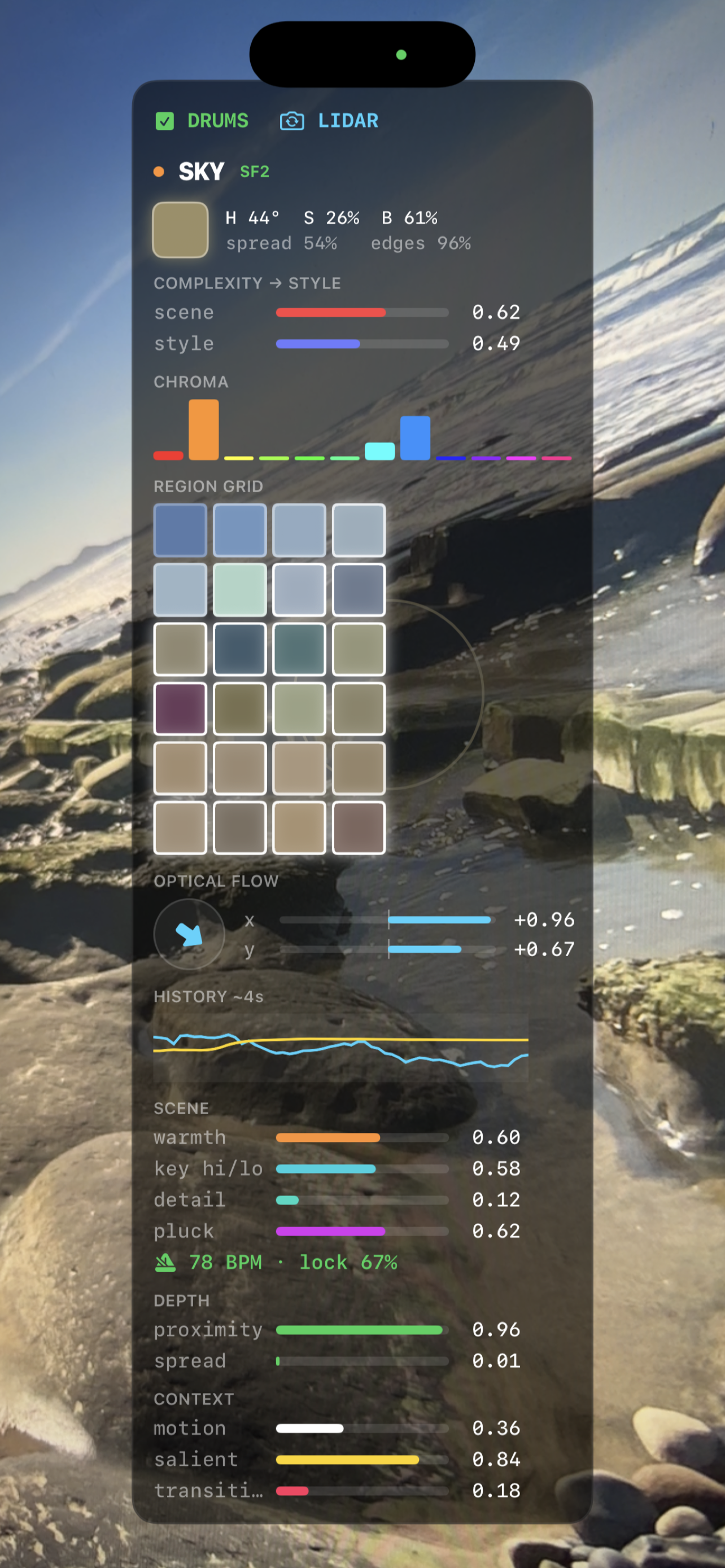 SynthSense analyzing a scene in real time